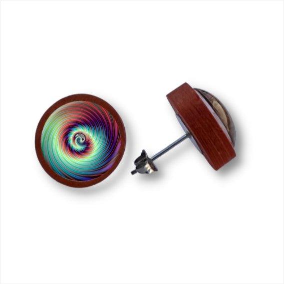 Tornado bunt - Holzohrstecker mit Motiv - wood stud - Holzohrringe - Holzdeko und mehr