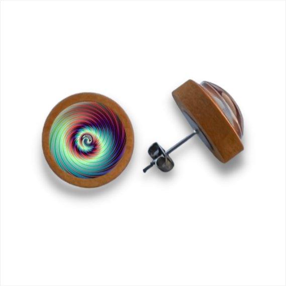 Tornado bunt - Holzohrstecker mit Motiv - wood stud - Holzohrringe - Holzdeko und mehr