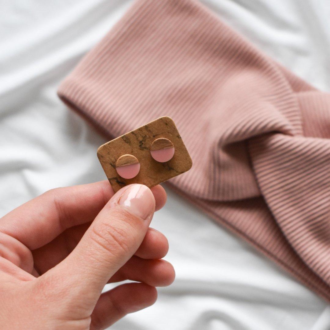 Twister Stirnband & Minis Bundle - rosé - wood stud - Holzohrringe - Holzdeko und mehr