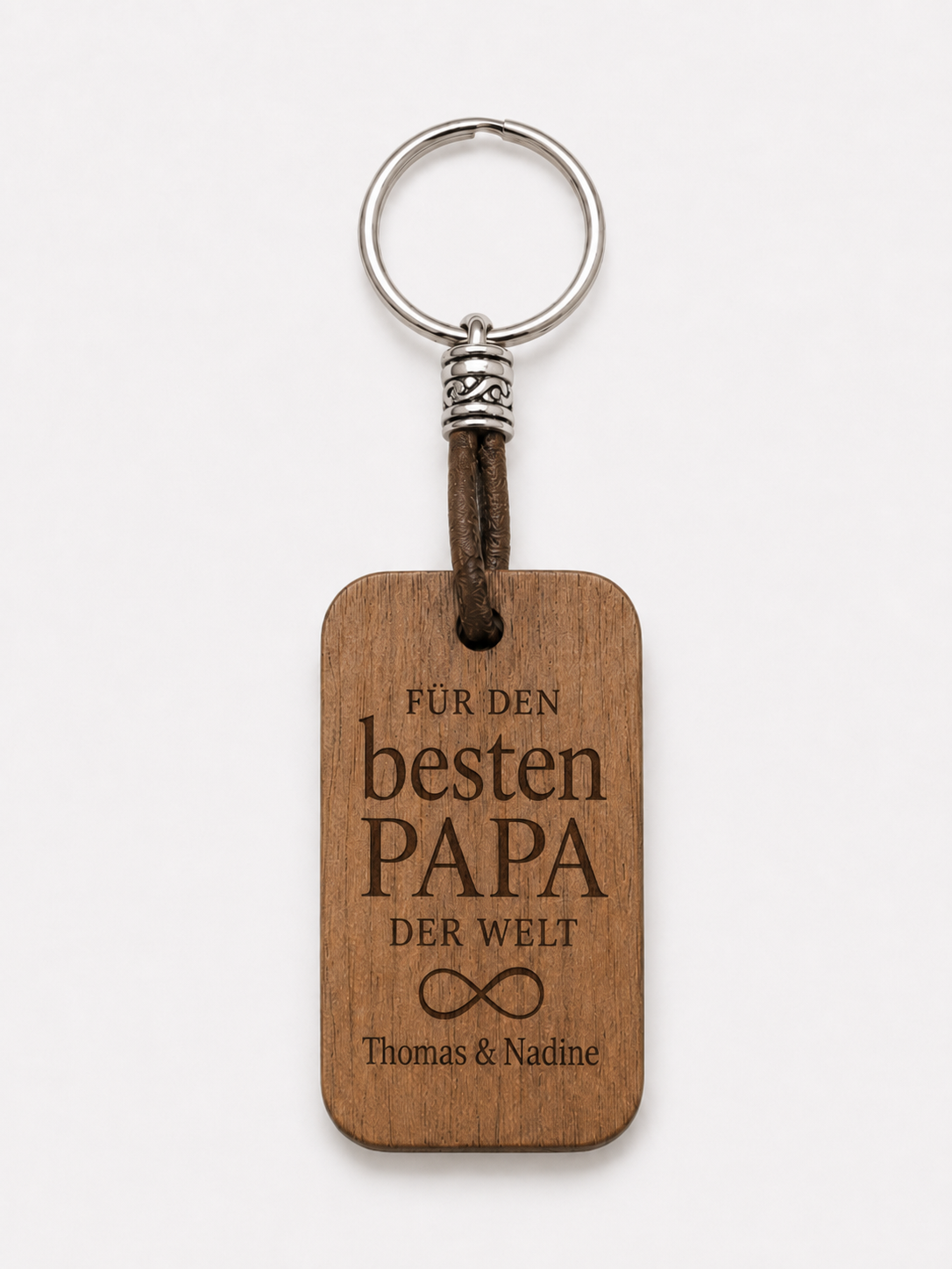 Personalisierter Holz-Schlüsselanhänger für den besten Papa der Welt mit Namensgravur
Holz-Schlüsselanhänger mit Gravur 