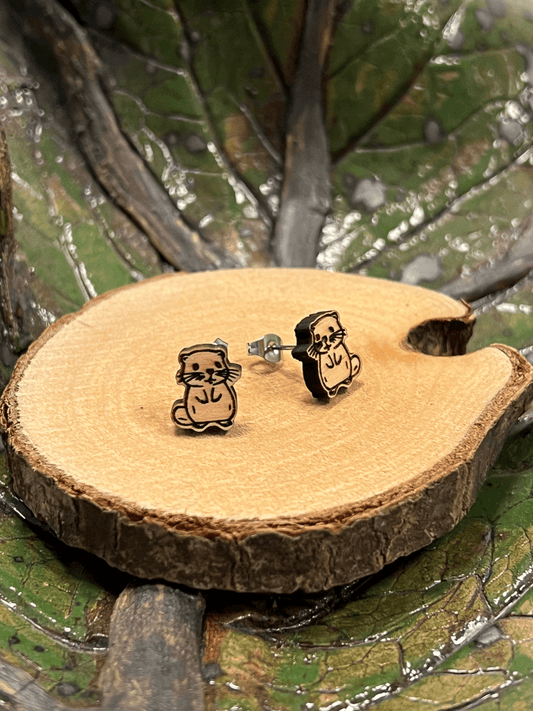 Biber Holzohrstecker - wood stud - Holzohrringe - Holzschmuck und mehr