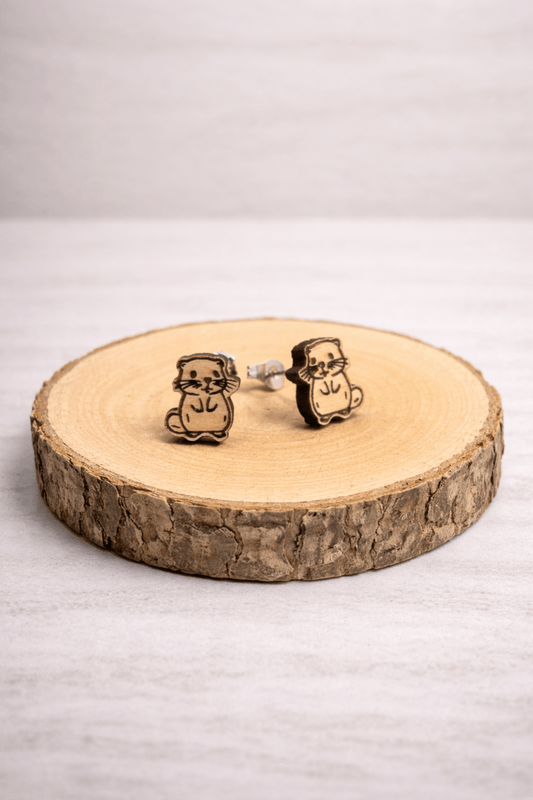 Biber Holzohrstecker - wood stud - Holzohrringe - Holzschmuck und mehr