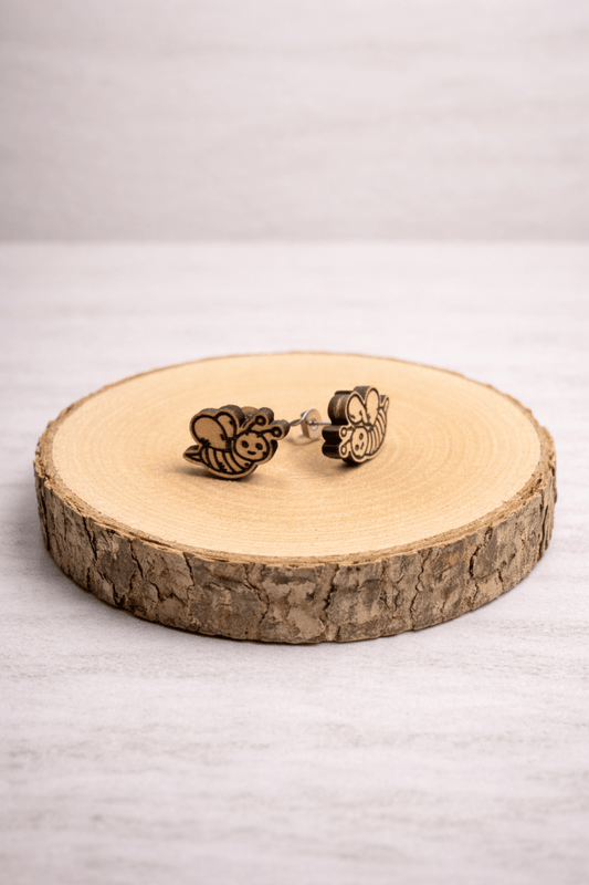 Biene Holzohrstecker - wood stud - Holzohrringe - Holzschmuck und mehr