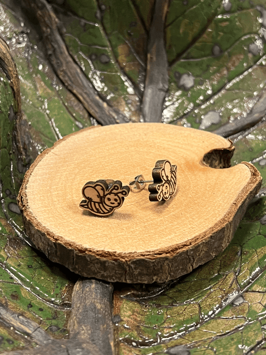 Biene Holzohrstecker - wood stud - Holzohrringe - Holzschmuck und mehr