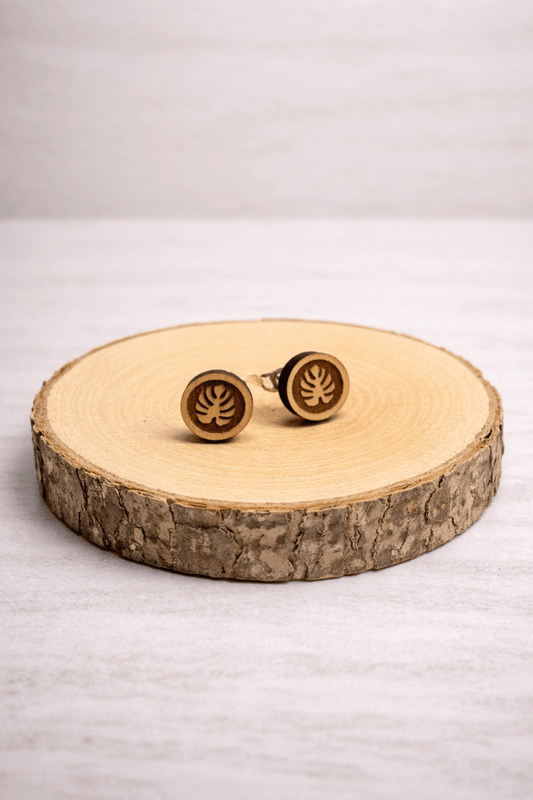 Blatt Holzohrstecker - wood stud - Holzohrringe - Holzschmuck und mehr