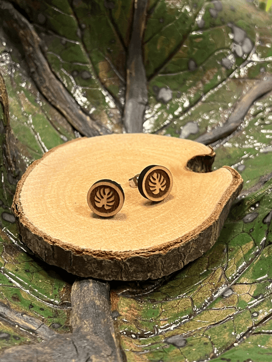 Blatt Holzohrstecker - wood stud - Holzohrringe - Holzschmuck und mehr