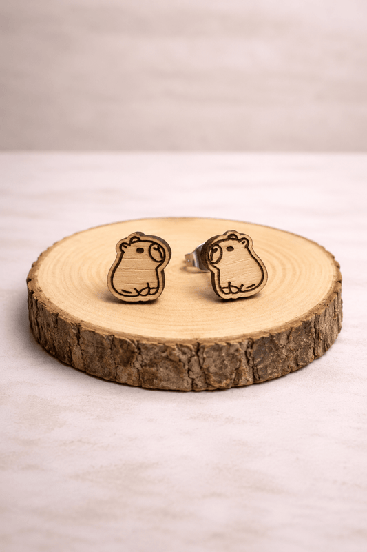 Capybara Holzohrstecker Wasserschwein - wood stud - Holzohrringe - Holzschmuck und mehr