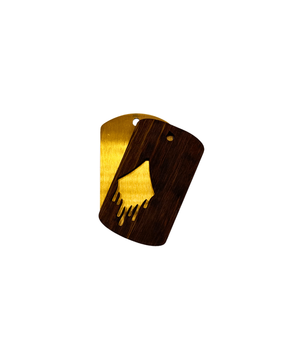 Dogtag - Kette Edelstahl & Holz – Gold - wood stud - Holzohrringe - Holzschmuck und mehr