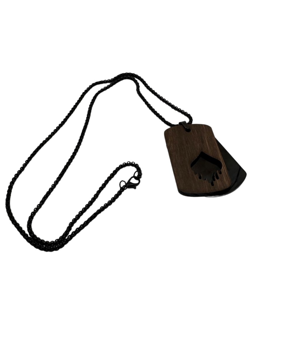 Dogtag - Kette Edelstahl & Holz – Schwarz - wood stud - Holzohrringe - Holzschmuck und mehr
