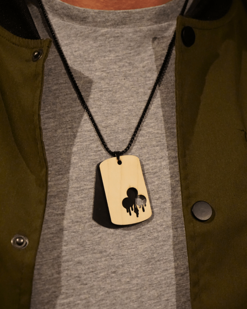 Dogtag - Kette Edelstahl & Holz – Schwarz - wood stud - Holzohrringe - Holzschmuck und mehr
