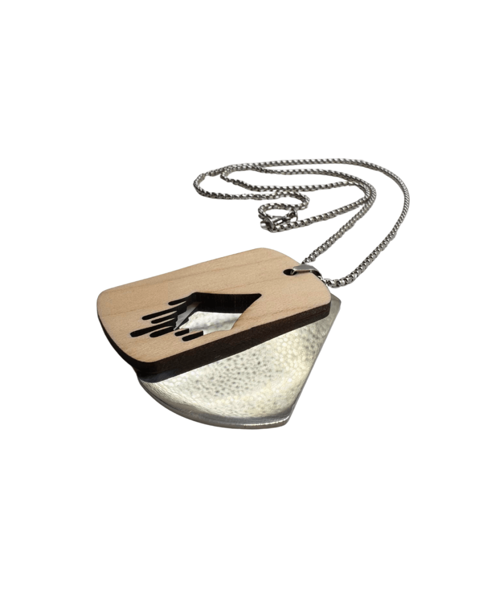 Dogtag - Kette Edelstahl & Holz – Silber - wood stud - Holzohrringe - Holzschmuck und mehr