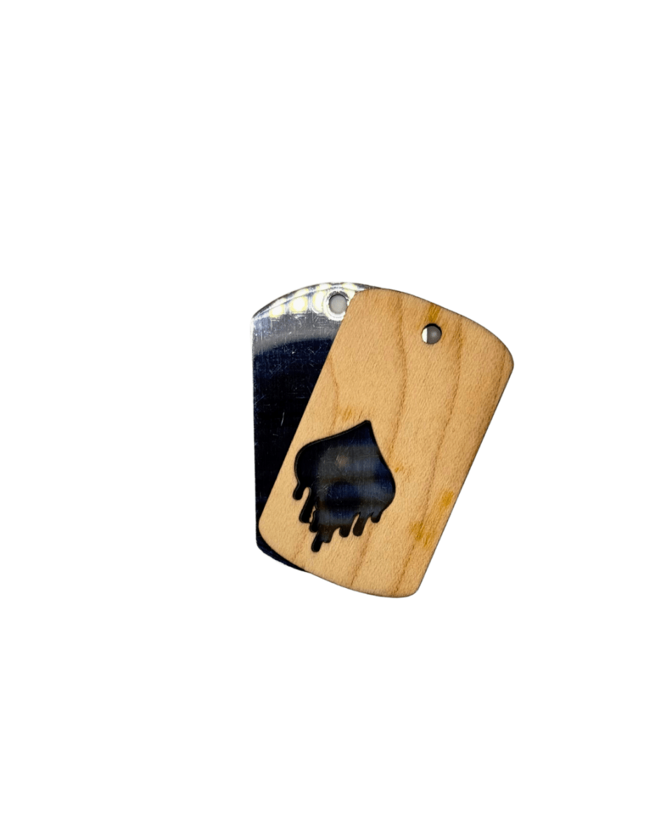 Dogtag - Kette Edelstahl & Holz – Silber - wood stud - Holzohrringe - Holzschmuck und mehr