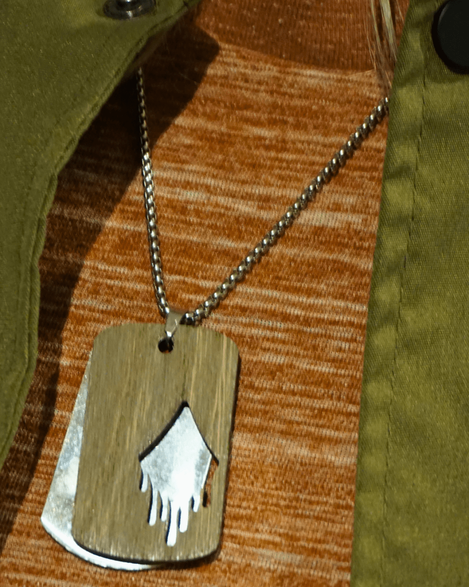 Dogtag - Kette Edelstahl & Holz – Silber - wood stud - Holzohrringe - Holzschmuck und mehr