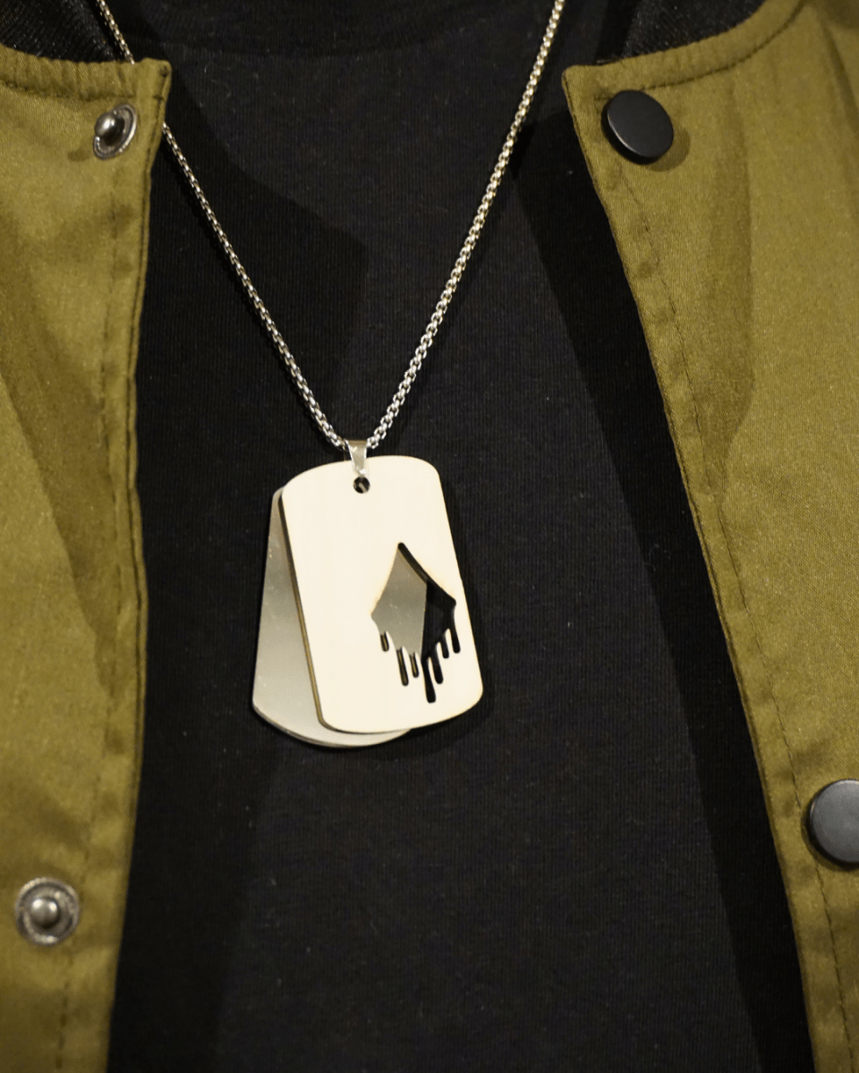 Dogtag - Kette Edelstahl & Holz – Silber - wood stud - Holzohrringe - Holzschmuck und mehr