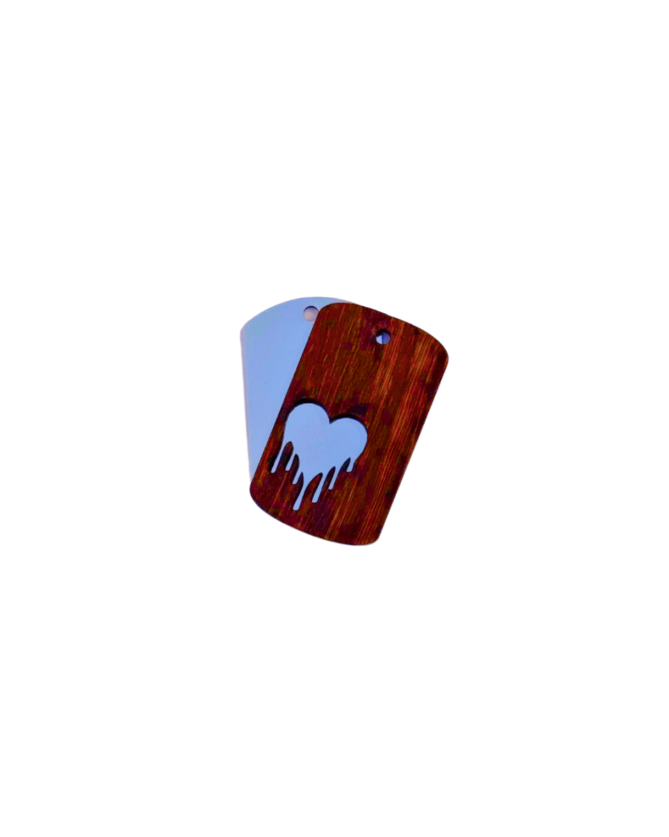 Dogtag - Kette Edelstahl & Holz – Silber - wood stud - Holzohrringe - Holzschmuck und mehr