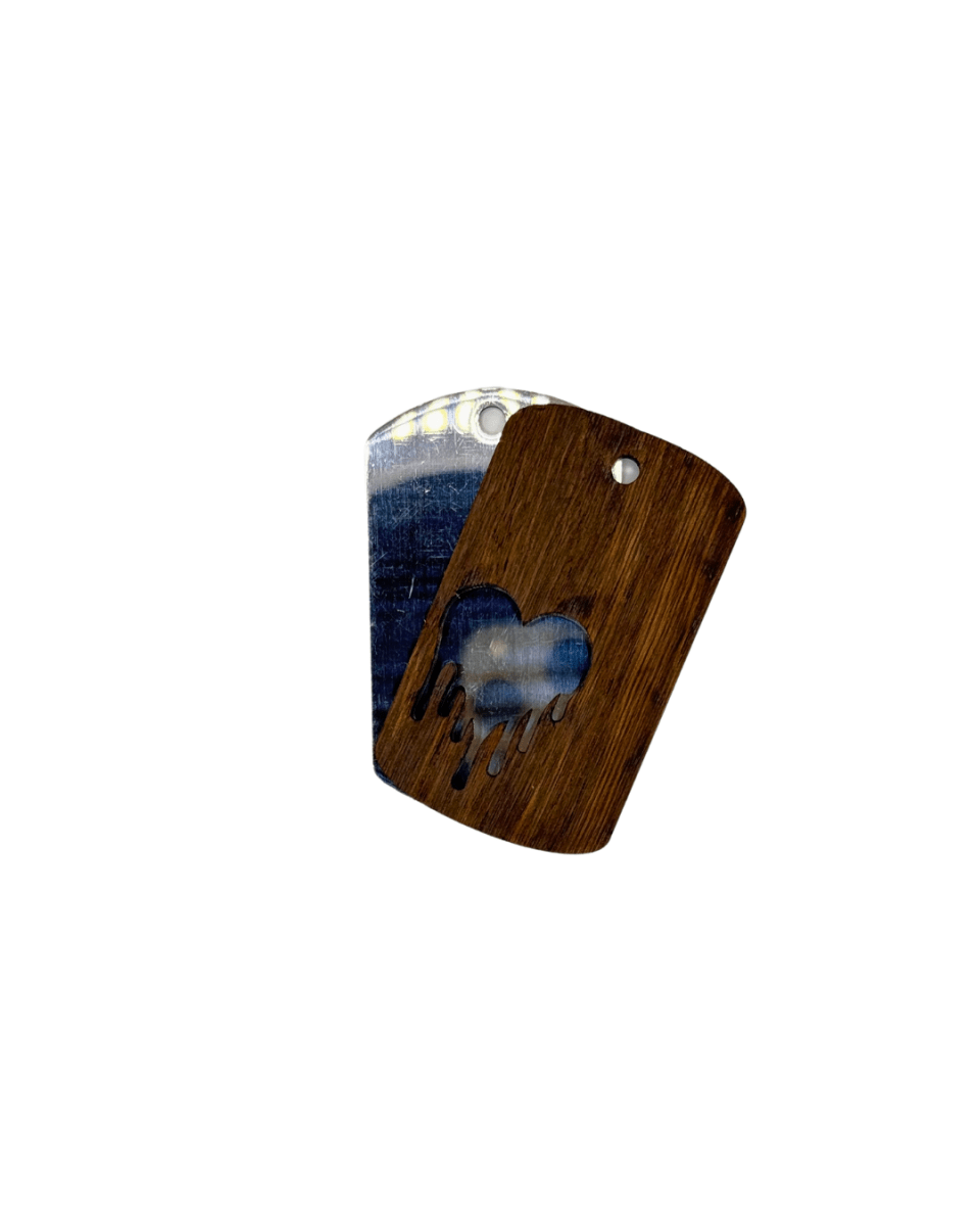 Dogtag - Kette Edelstahl & Holz – Silber - wood stud - Holzohrringe - Holzschmuck und mehr