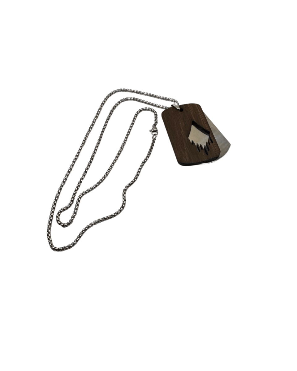 Dogtag - Kette Edelstahl & Holz – Silber - wood stud - Holzohrringe - Holzschmuck und mehr
