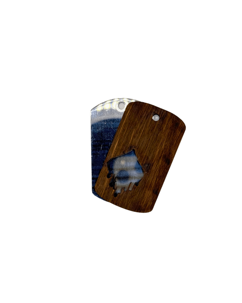 Dogtag - Kette Edelstahl & Holz – Silber - wood stud - Holzohrringe - Holzschmuck und mehr