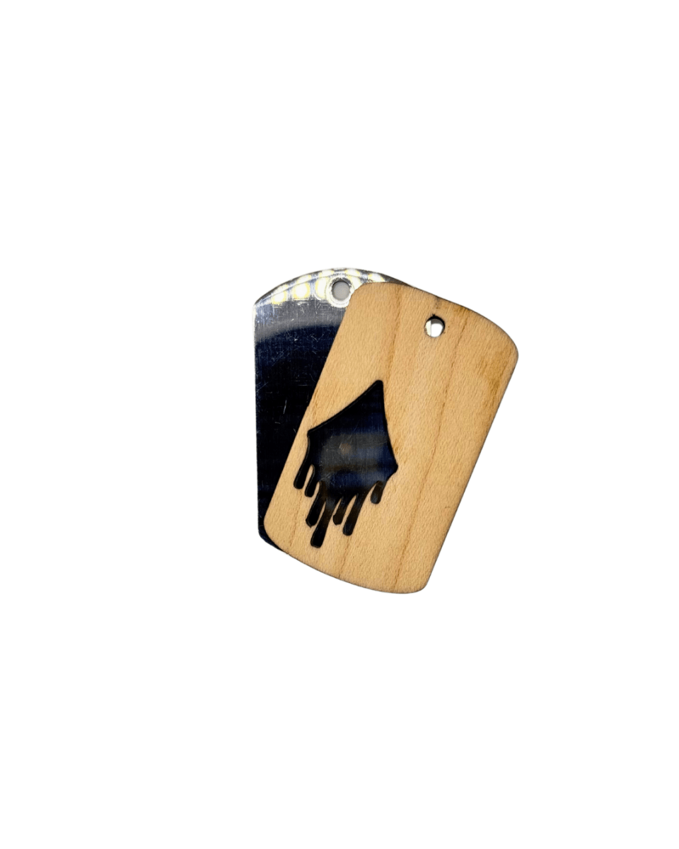 Dogtag - Kette Edelstahl & Holz – Silber - wood stud - Holzohrringe - Holzschmuck und mehr