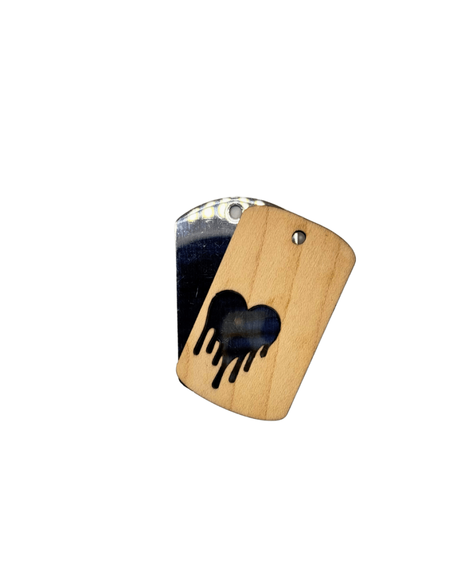 Dogtag - Kette Edelstahl & Holz – Silber - wood stud - Holzohrringe - Holzschmuck und mehr