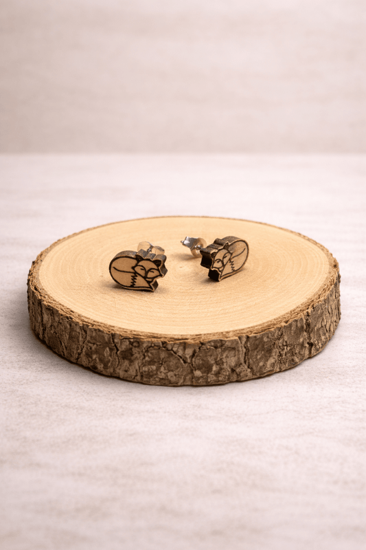 Fuchs Holzohrstecker - wood stud - Holzohrringe - Holzschmuck und mehr