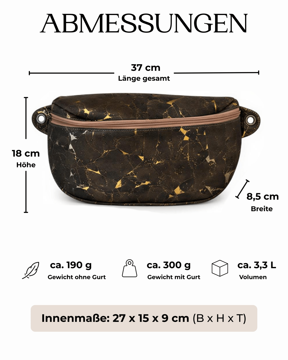 Gürteltasche aus Kork – Olive-Gold - wood stud - Holzohrringe - Holzschmuck und mehr