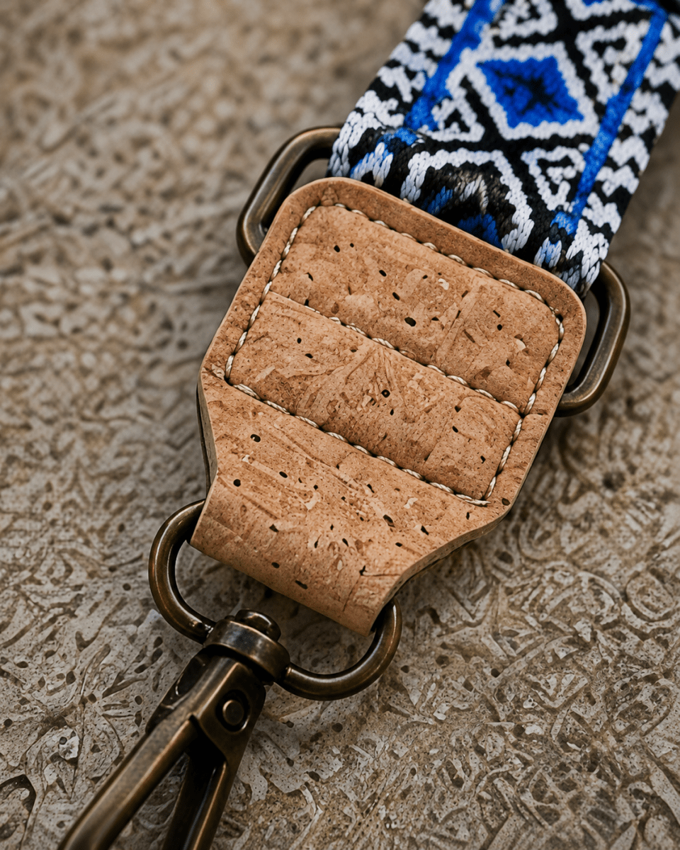 Gürteltasche aus Kork – Schwarz - Bunt - wood stud - Holzohrringe - Holzschmuck und mehr