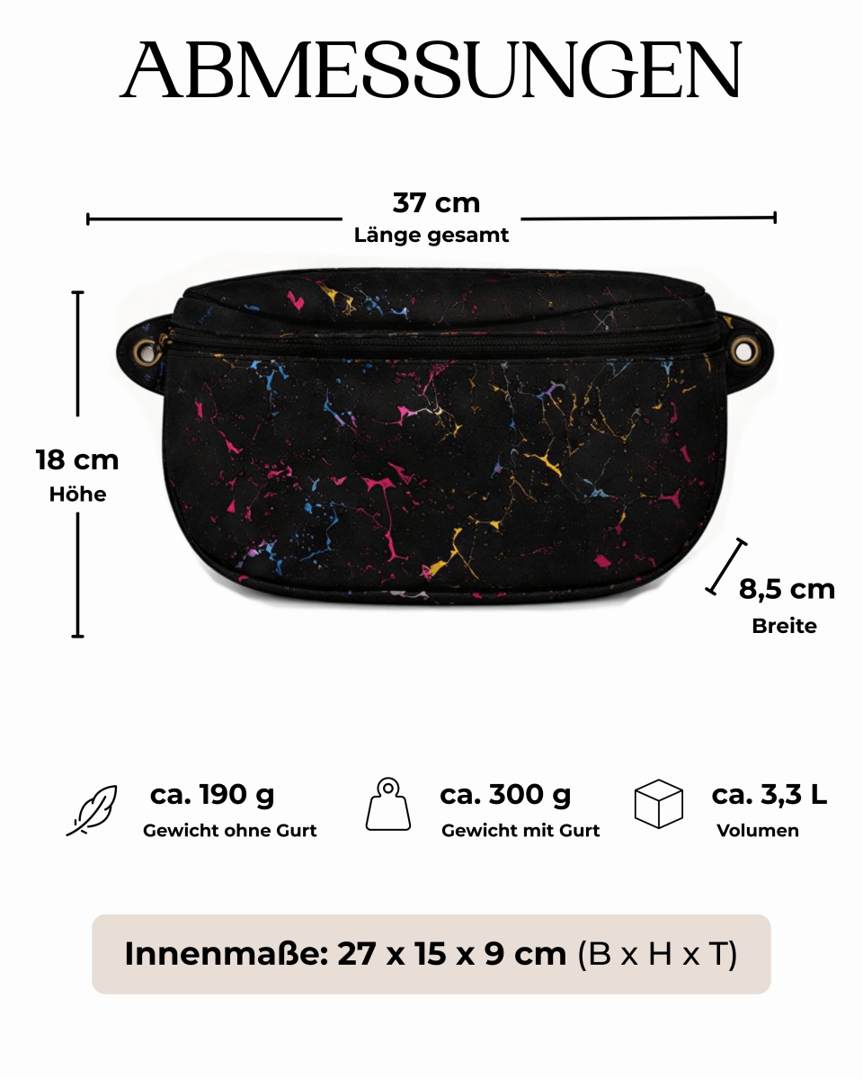 Gürteltasche aus Kork – Schwarz - Bunt - wood stud - Holzohrringe - Holzschmuck und mehr