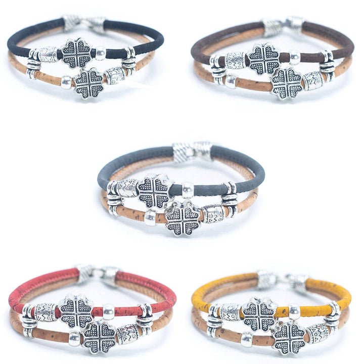 Kork Armband doppeltes Glück - wood stud - Holzohrringe - Holzschmuck und mehr