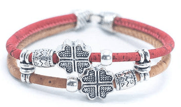 Kork Armband doppeltes Glück - wood stud - Holzohrringe - Holzschmuck und mehr