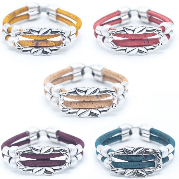 Kork Armband Frühlingskranz - wood stud - Holzohrringe - Holzschmuck und mehr
