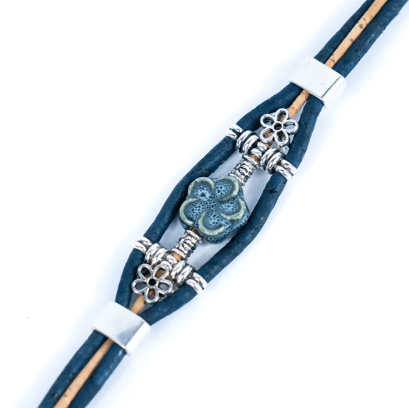 Kork Armband Gebrannte Blüte - wood stud - Holzohrringe - Holzschmuck und mehr