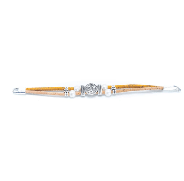 Kork Armband Glücksmünze - wood stud - Holzohrringe - Holzschmuck und mehr