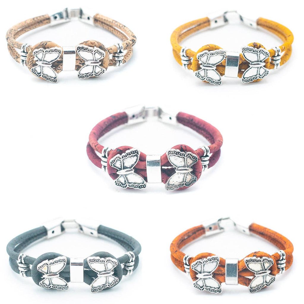 Kork Armband Schmetterlingsglück - wood stud - Holzohrringe - Holzschmuck und mehr