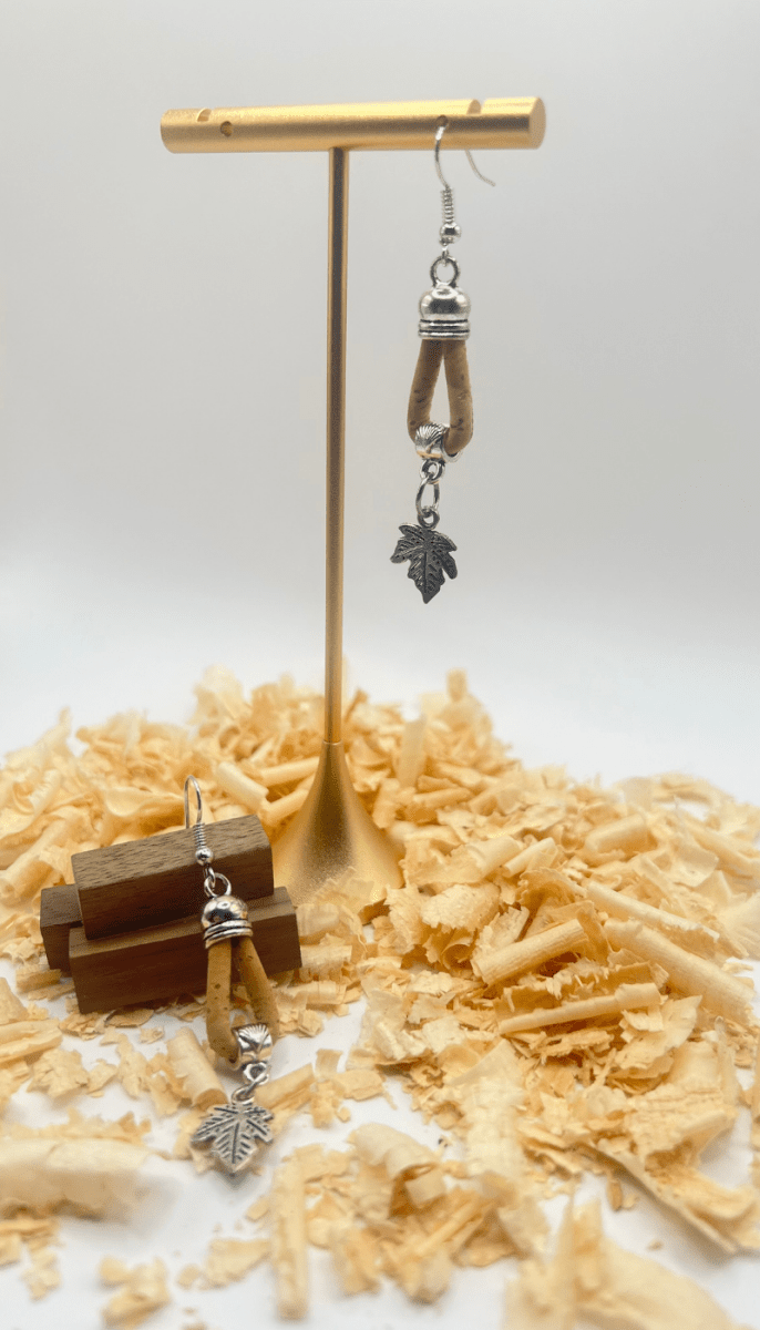 Kork Hängeohrringe elementa - wood stud - Holzohrringe - Holzschmuck und mehr