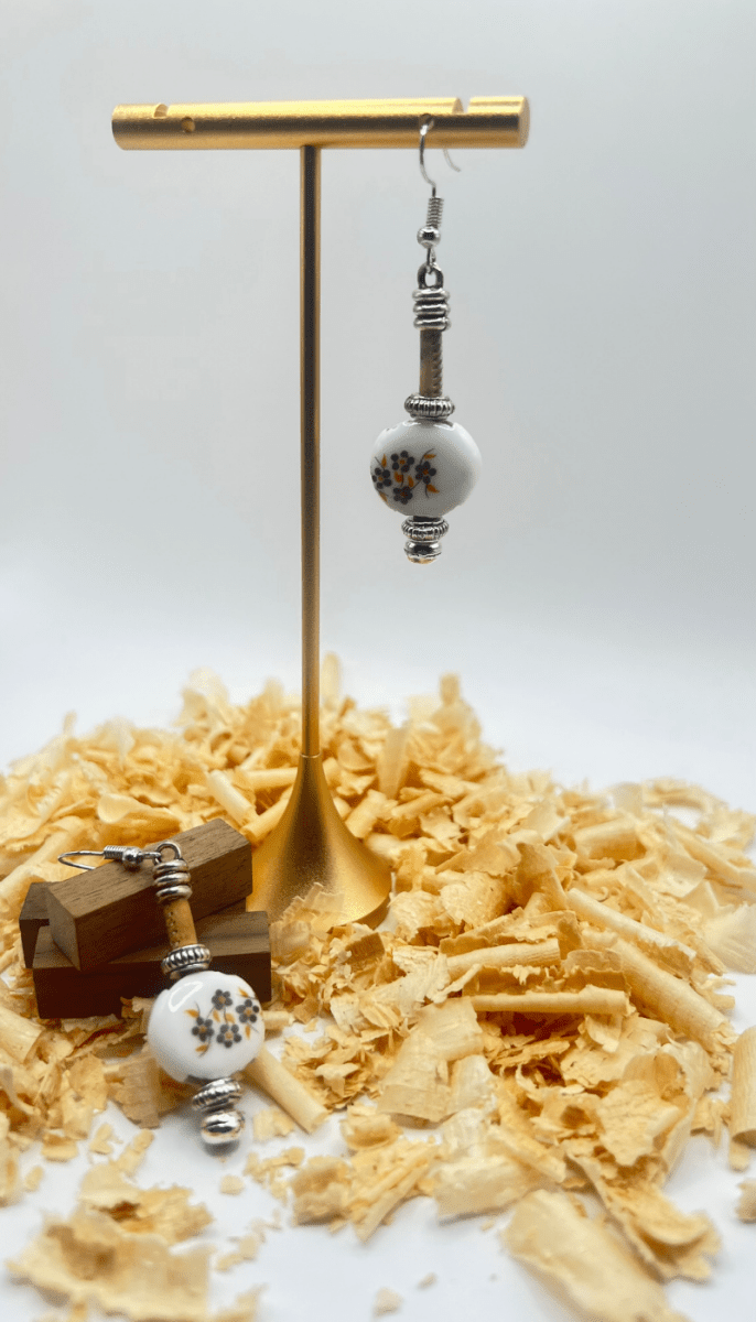 Kork Hängeohrringe natura - wood stud - Holzohrringe - Holzschmuck und mehr