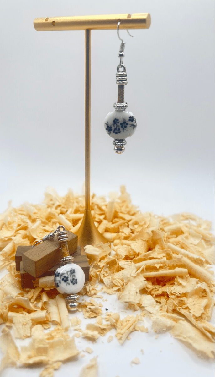 Kork Hängeohrringe natura - wood stud - Holzohrringe - Holzschmuck und mehr