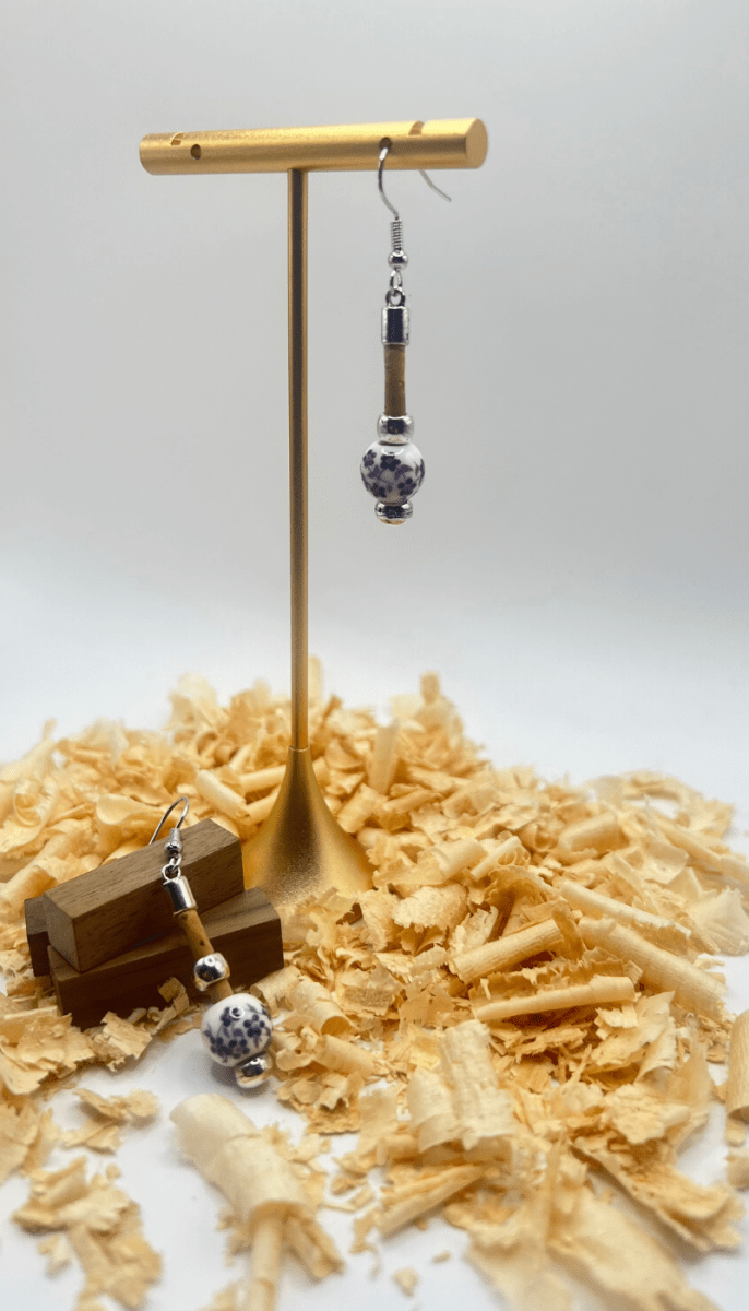 Kork Hängeohrringe perla - wood stud - Holzohrringe - Holzschmuck und mehr