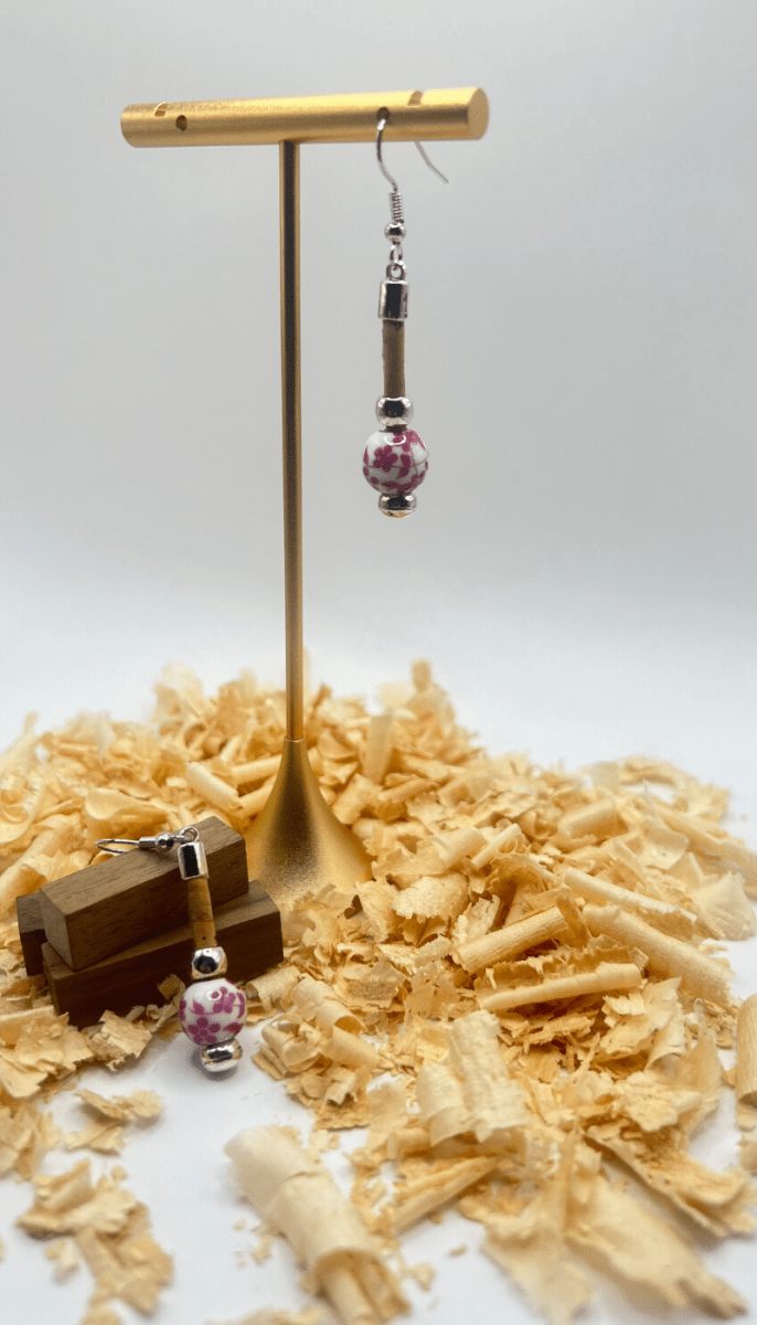 Kork Hängeohrringe perla - wood stud - Holzohrringe - Holzschmuck und mehr