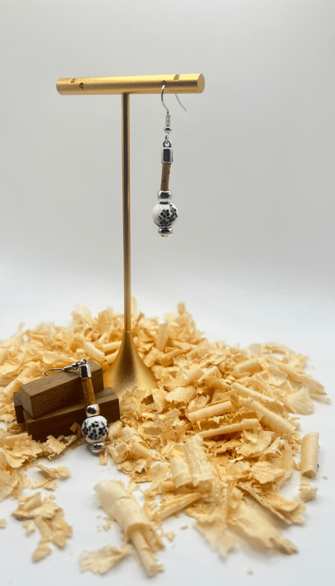 Kork Hängeohrringe perla - wood stud - Holzohrringe - Holzschmuck und mehr