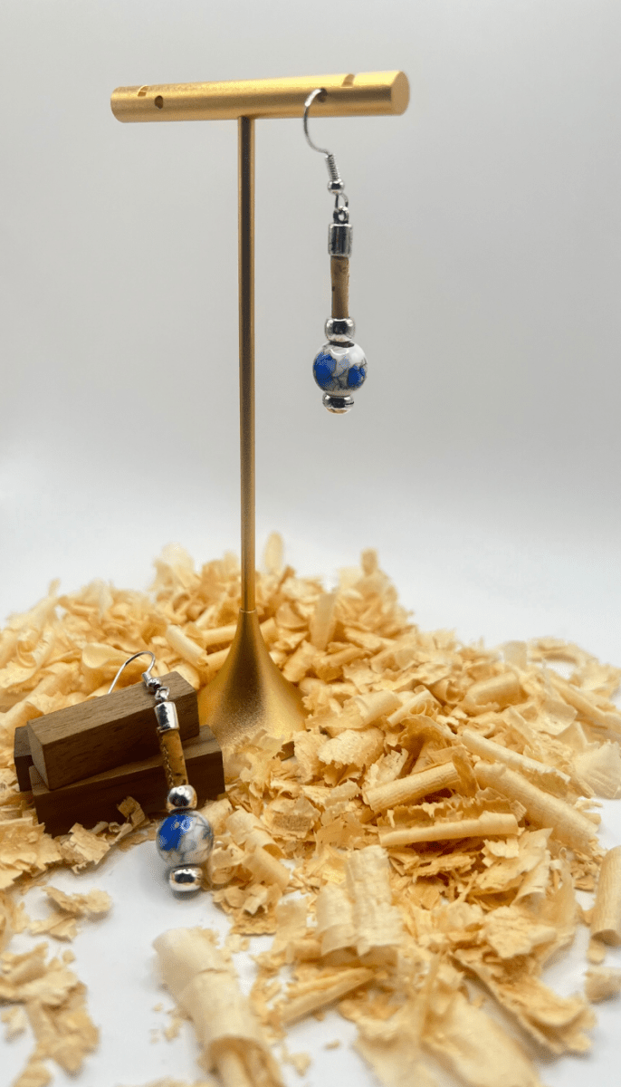 Kork Hängeohrringe perla - wood stud - Holzohrringe - Holzschmuck und mehr