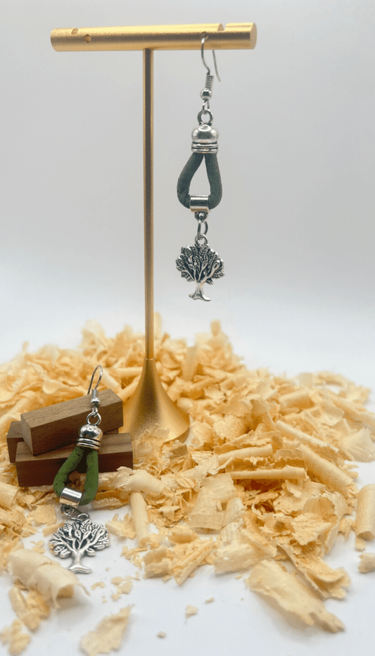 Kork Hängeohrringe roots - wood stud - Holzohrringe - Holzschmuck und mehr