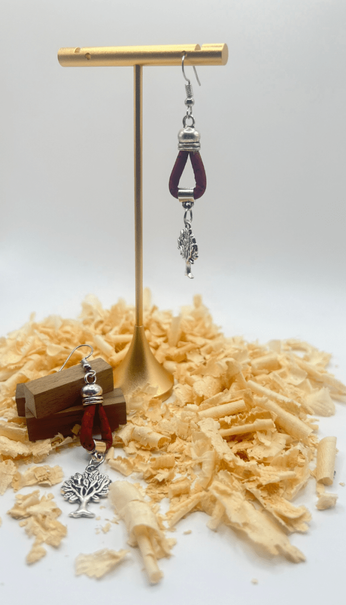 Kork Hängeohrringe roots - wood stud - Holzohrringe - Holzschmuck und mehr