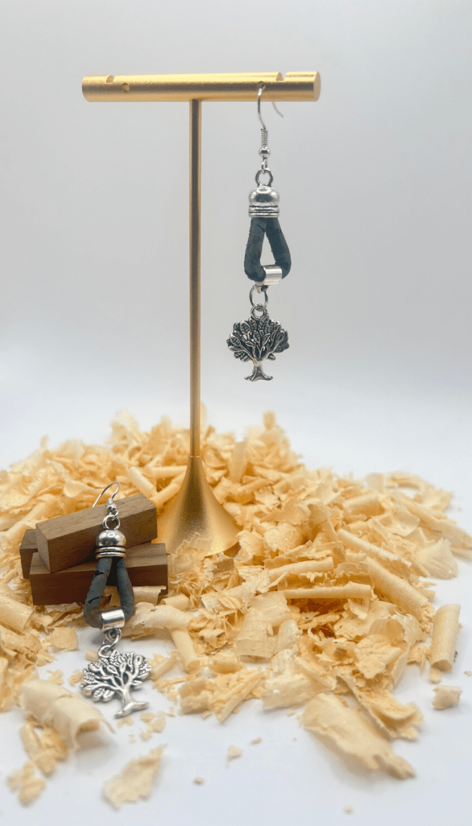 Kork Hängeohrringe roots - wood stud - Holzohrringe - Holzschmuck und mehr