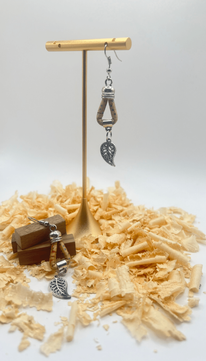 Kork Hängeohrringe terra - wood stud - Holzohrringe - Holzschmuck und mehr