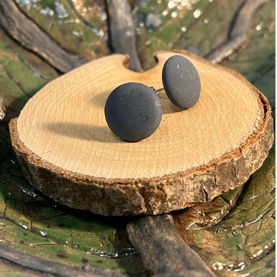 Korkohrstecker Blau - Grau - wood stud - Holzohrringe - Holzschmuck und mehr