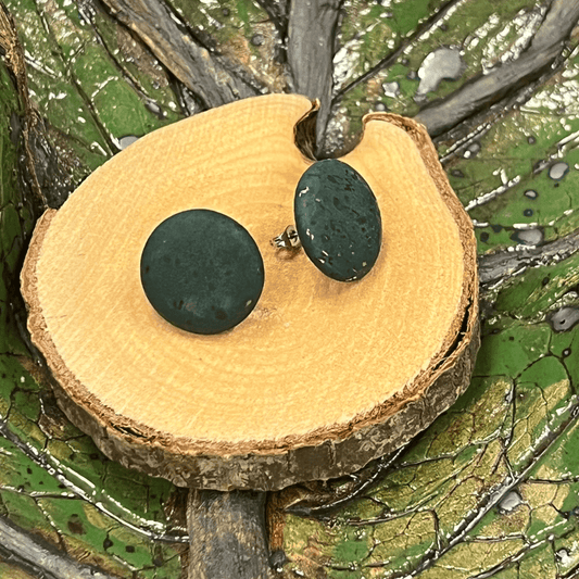 Korkohrstecker Blaugrün - wood stud - Holzohrringe - Holzschmuck und mehr
