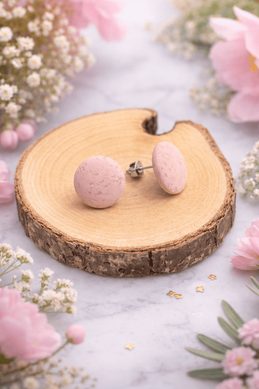 Korkohrstecker Pastell - Rosa - wood stud - Holzohrringe - Holzschmuck und mehr