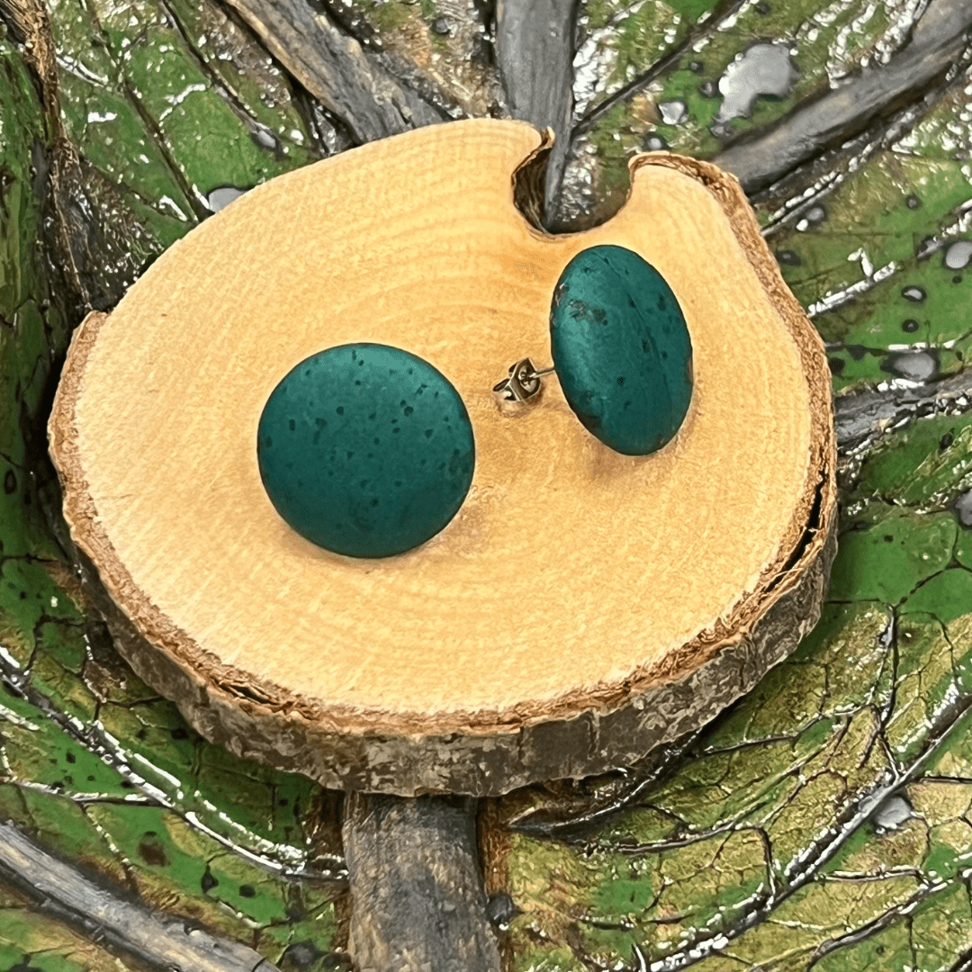 Korkohrstecker Petrol - wood stud - Holzohrringe - Holzschmuck und mehr