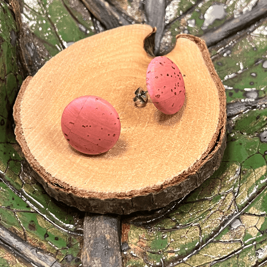 Korkohrstecker Pfirsich - wood stud - Holzohrringe - Holzschmuck und mehr
